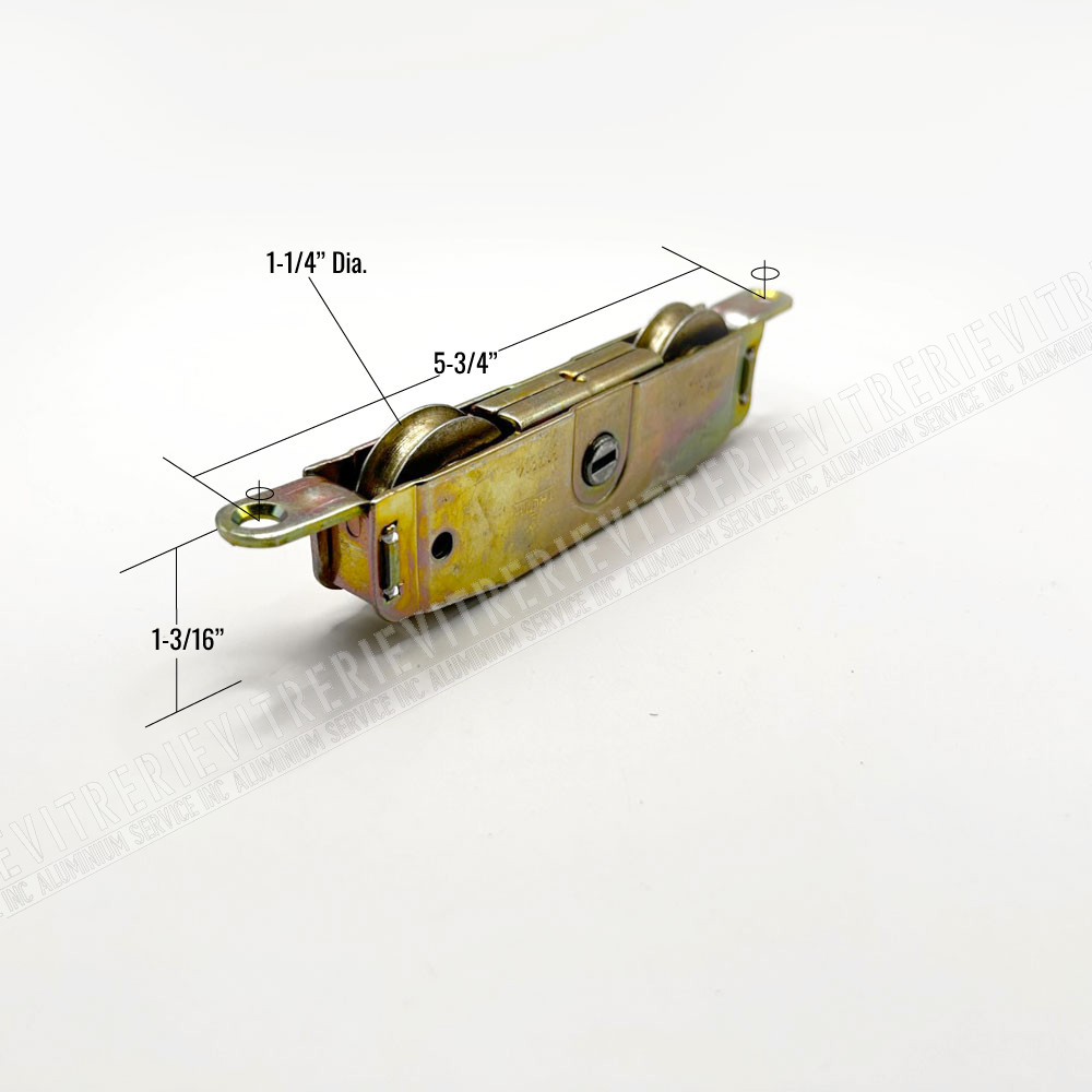 Roulette tandem à billes en acier pour porte patio – dimensions précises
