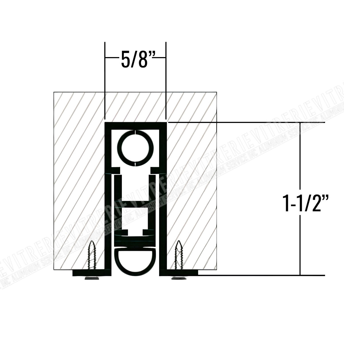 Dessin technique du seuil tombant 50 KB en aluminium 6063 T5